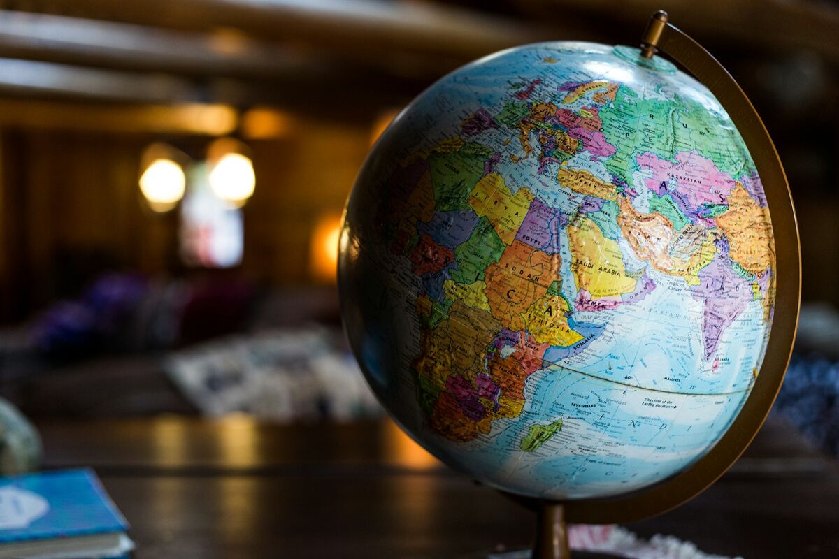 Globe with continents